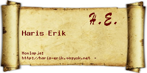 Haris Erik névjegykártya